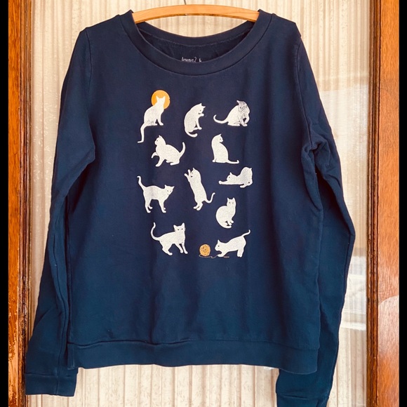 Modcloth Tops - Modcloth Fervour Cat Moon Sweatshirt Navy